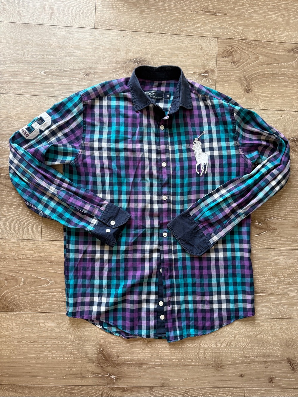 Polo by Ralph Lauren Plaid Button-Down Shirt in Teal, Purple & Navy